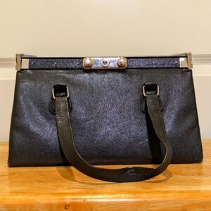 EUC 1950s Vintage Fassbender for Eaton's Gladstone Handbag with Metal Hardware